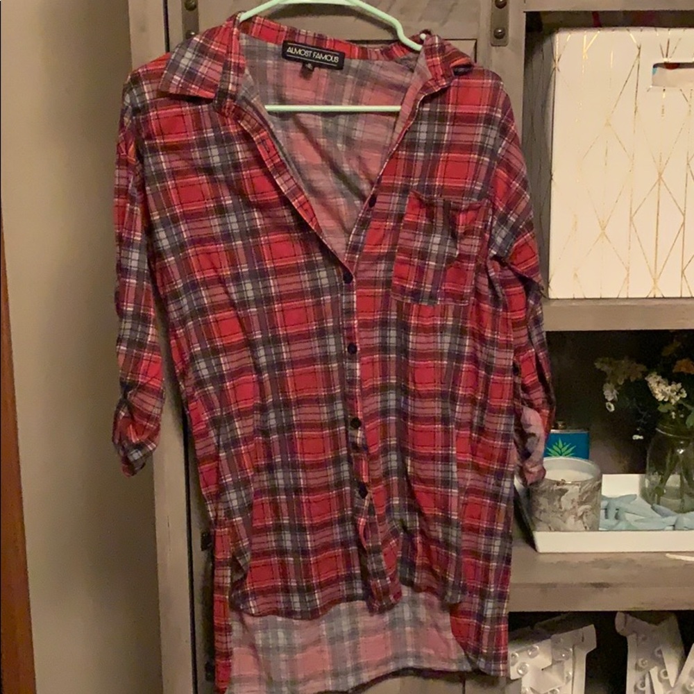 Red Flannel button down top